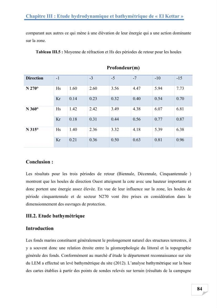 Etude de protection du rivage d\'el kettar-cherchell: