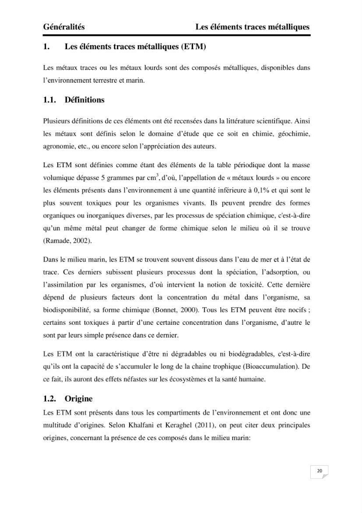 Etude de la biosorption des éléments traces métaliques (Pb2+,Cd2+,et Zn2+) sur une biomasse marine
