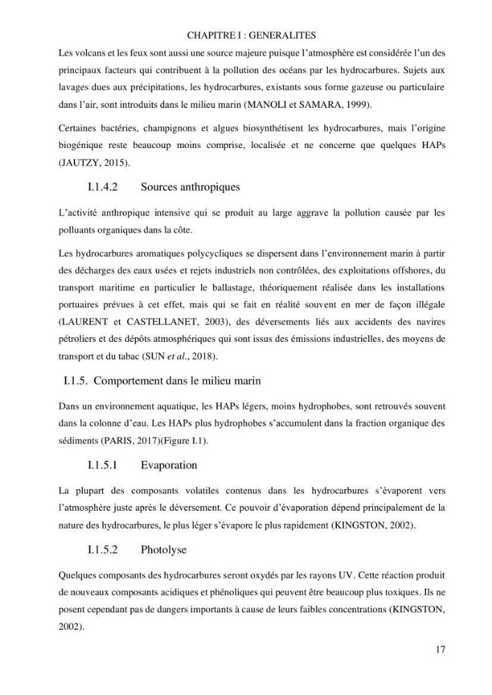 Evaluation du pouvoir de rétention des hydrocarbures aromatiques polycycliques dans la matrice sédimentaire de la baie d’El Djamila