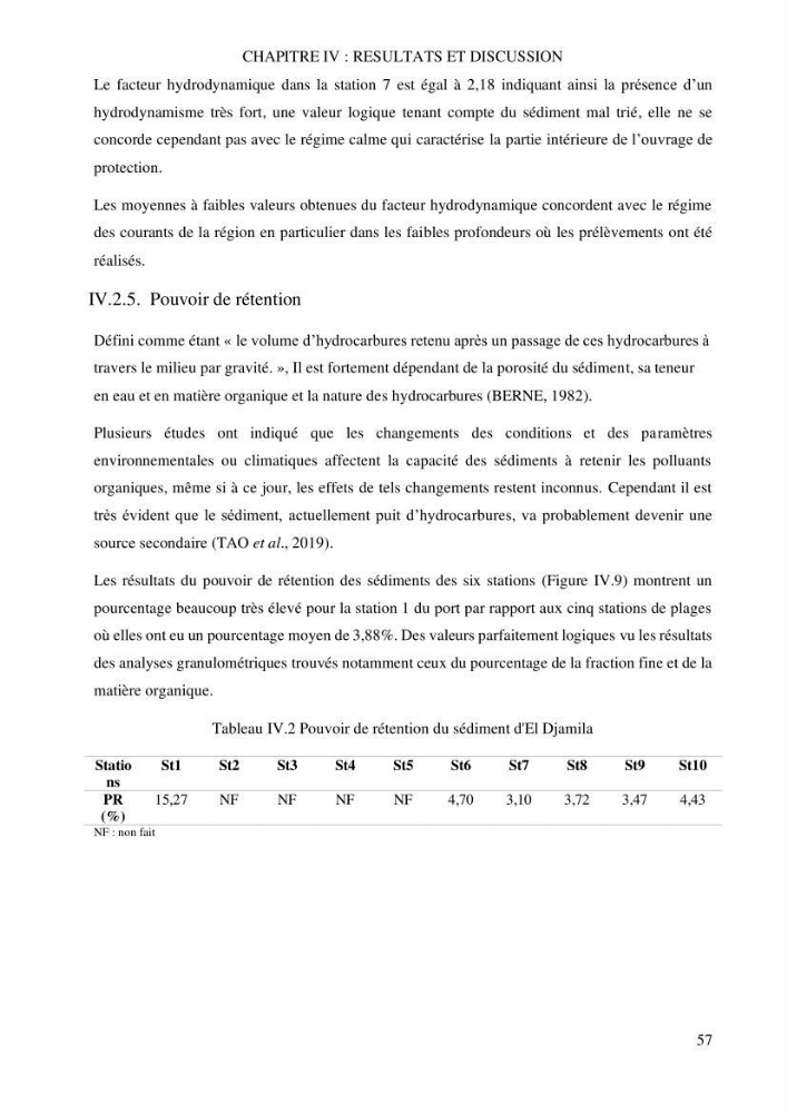 Evaluation du pouvoir de rétention des hydrocarbures aromatiques polycycliques dans la matrice sédimentaire de la baie d’El Djamila