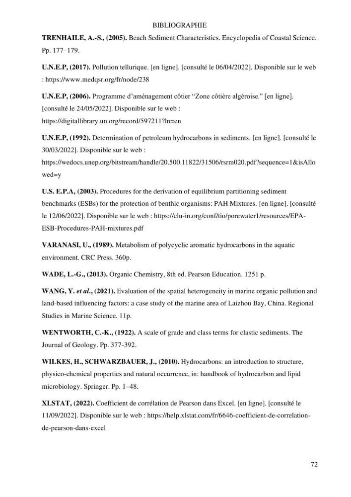 Evaluation du pouvoir de rétention des hydrocarbures aromatiques polycycliques dans la matrice sédimentaire de la baie d’El Djamila