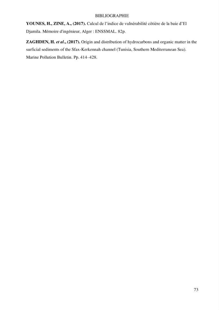 Evaluation du pouvoir de rétention des hydrocarbures aromatiques polycycliques dans la matrice sédimentaire de la baie d’El Djamila