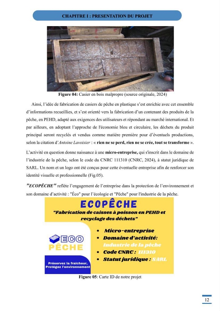 Recyclage et valorisation des déchets thermoplastiques entreprise de fabrication de caisse a poisson en polyethylene haute densité ( PEHD)