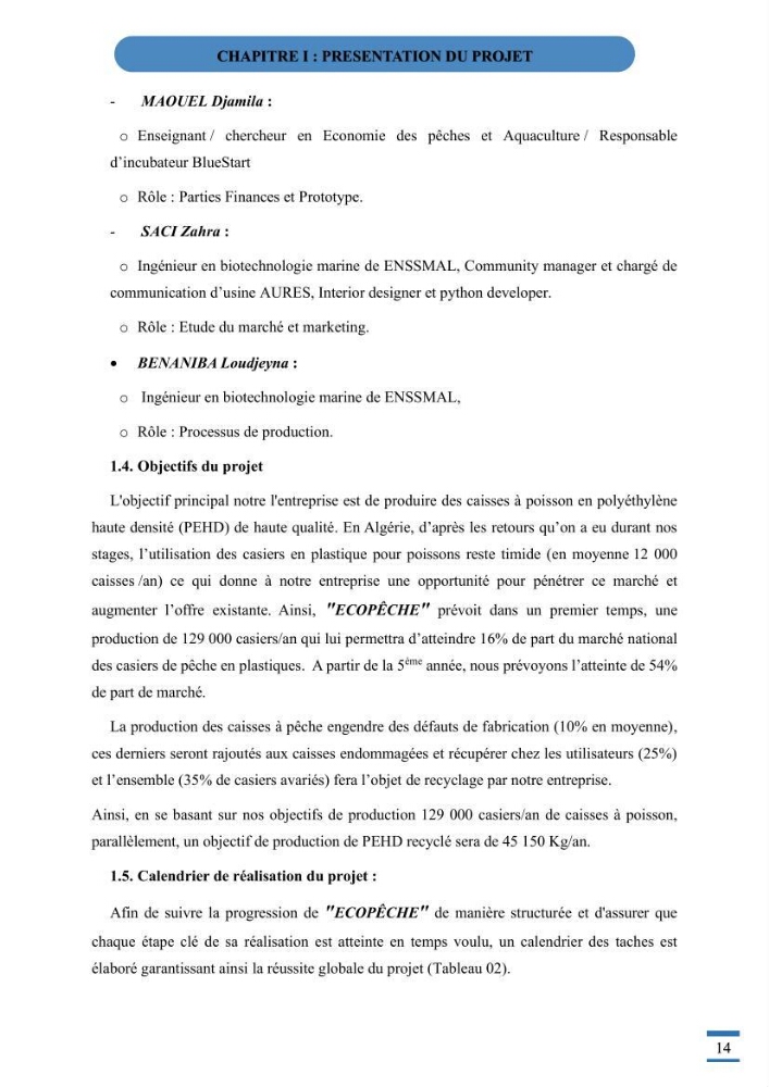 Recyclage et valorisation des déchets thermoplastiques entreprise de fabrication de caisse a poisson en polyethylene haute densité ( PEHD)