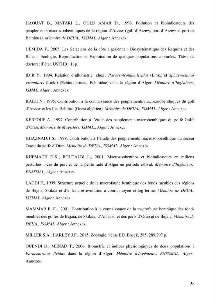 Inventaire et systematique des echinodermes de la côte Algérienne