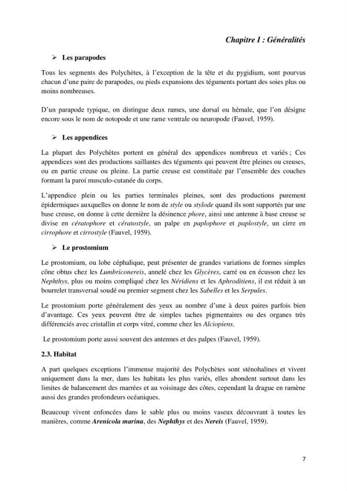 Actualisation de l’inventaire national des Polychètes de la côte algérienne