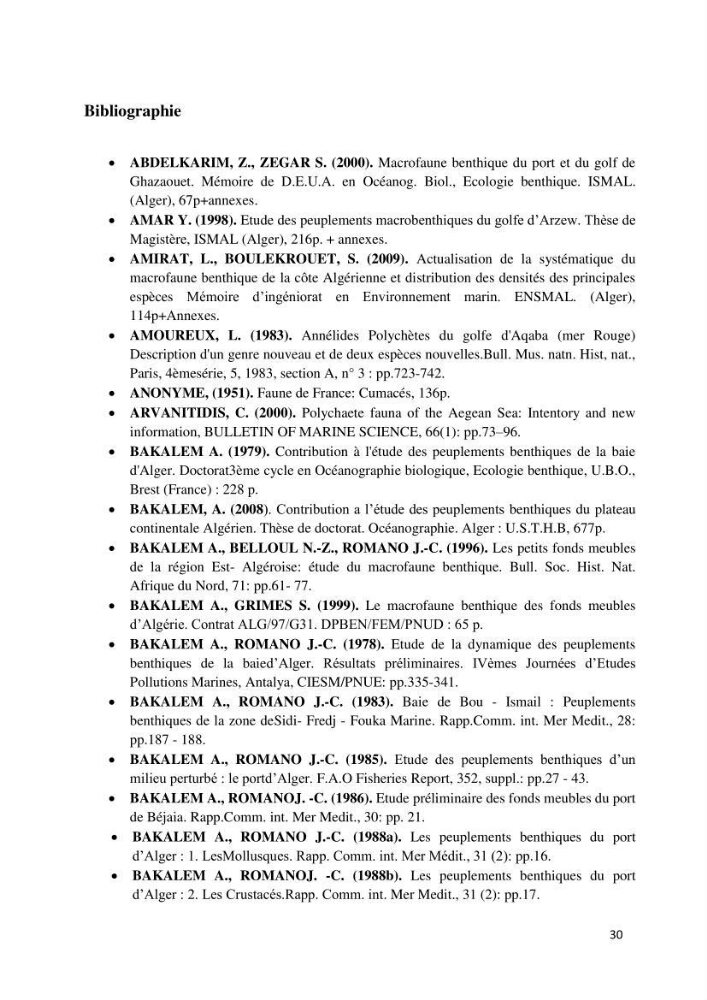 Actualisation de l’inventaire national des Polychètes de la côte algérienne