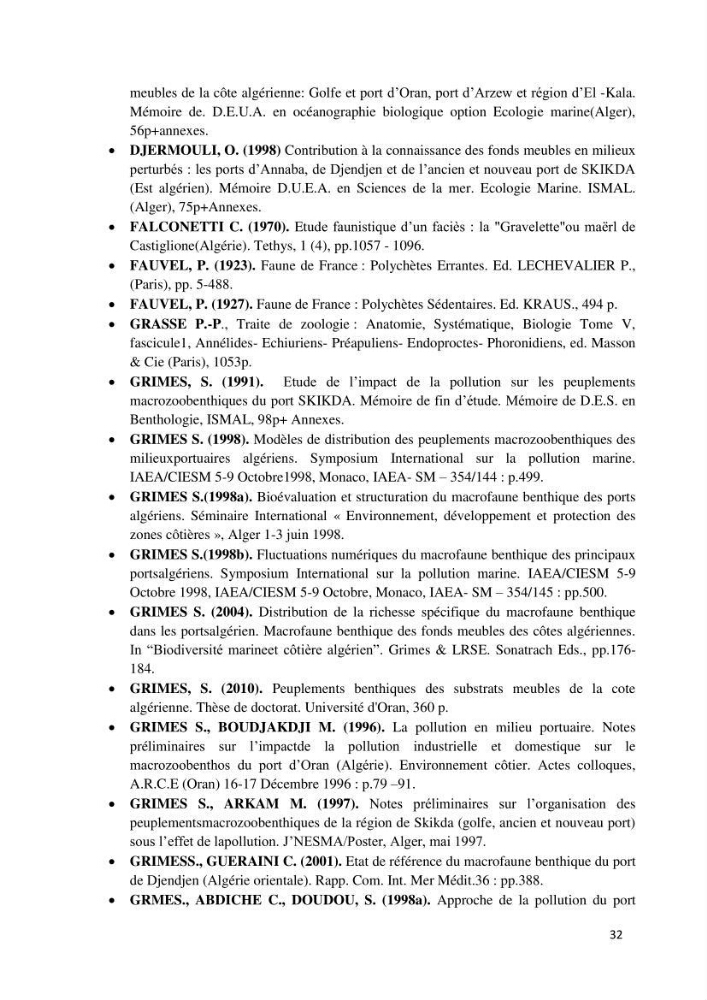 Actualisation de l’inventaire national des Polychètes de la côte algérienne