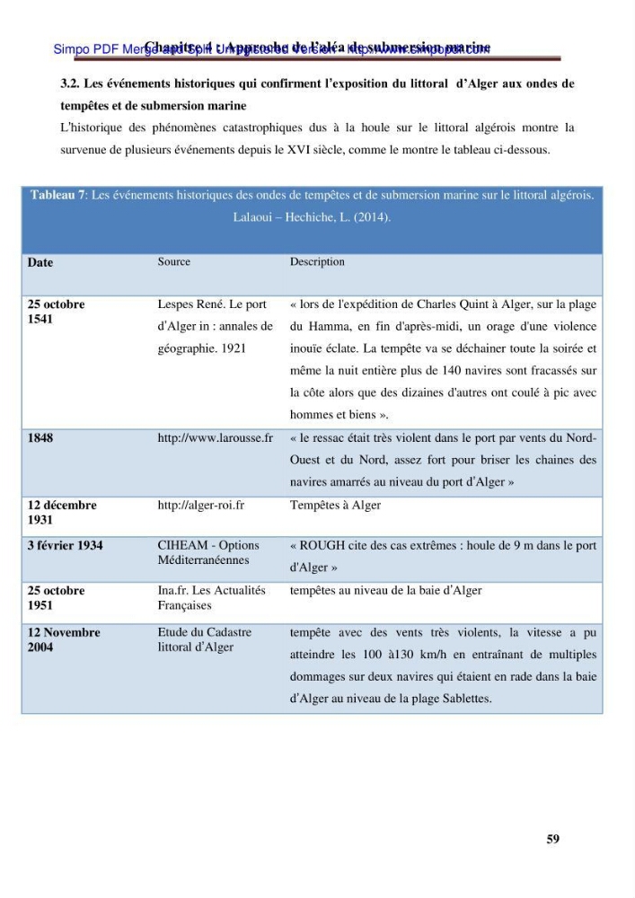 Approche systématique pour la gestion du risque de submersion marine (Hussein dey et El mohammadia)