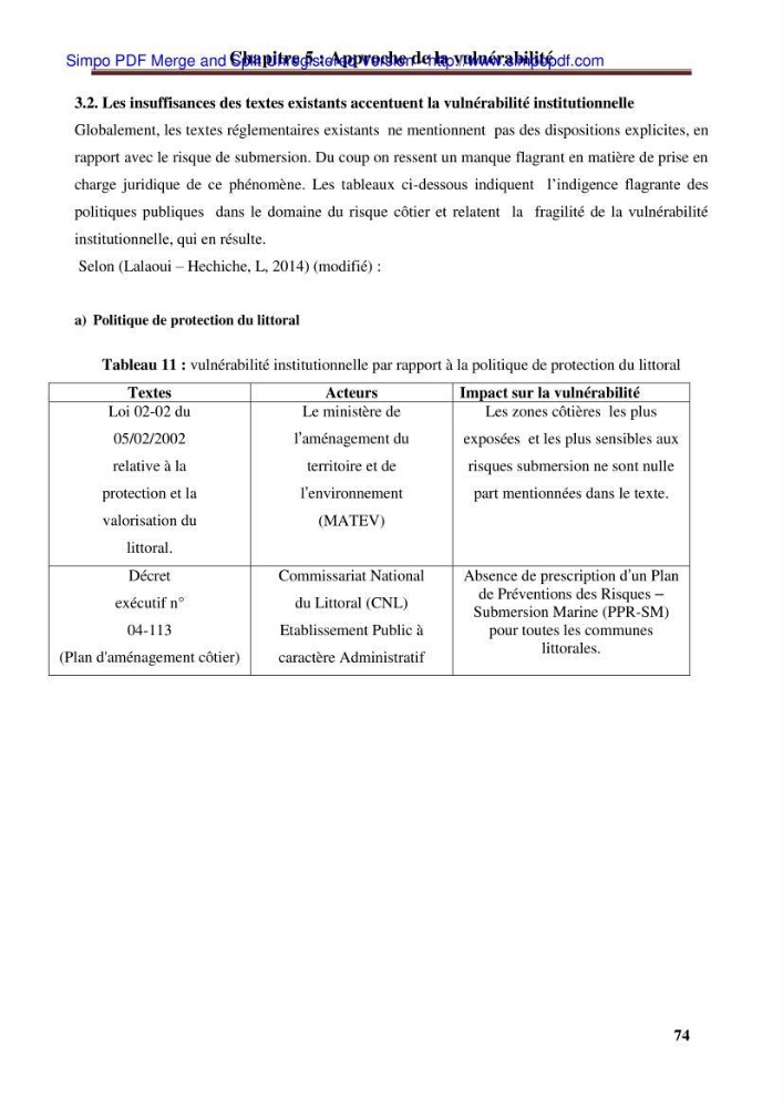 Approche systématique pour la gestion du risque de submersion marine (Hussein dey et El mohammadia)