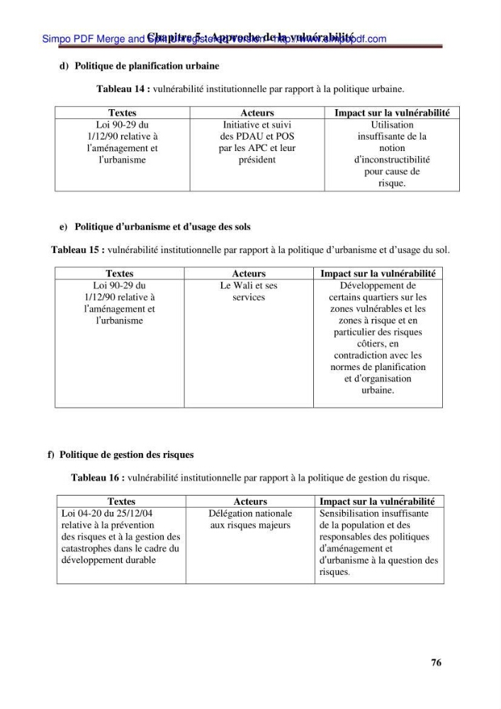 Approche systématique pour la gestion du risque de submersion marine (Hussein dey et El mohammadia)
