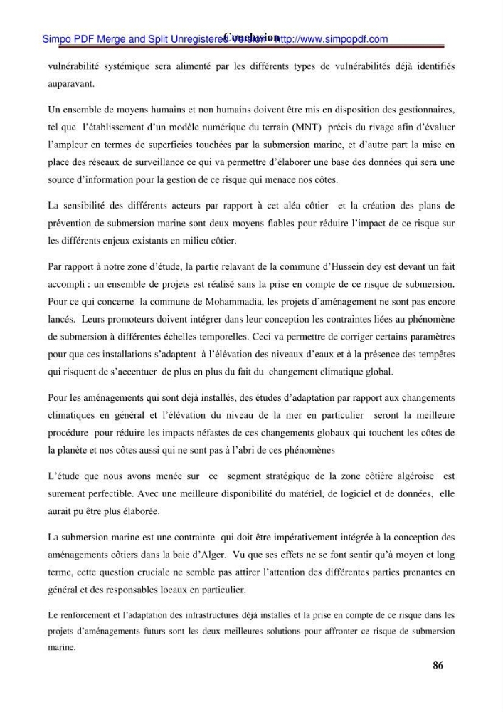 Approche systématique pour la gestion du risque de submersion marine (Hussein dey et El mohammadia)