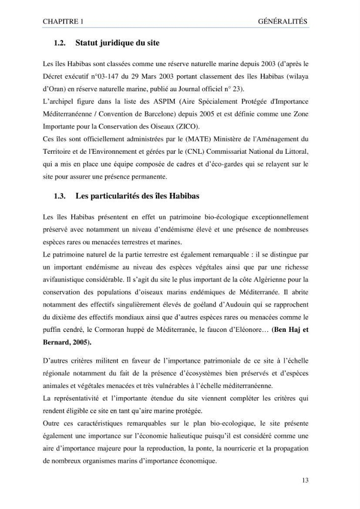 inventaire de la faune et de la flore marine d\'intérêt écologique des sites remarquables de la côte Ouest Algérienne