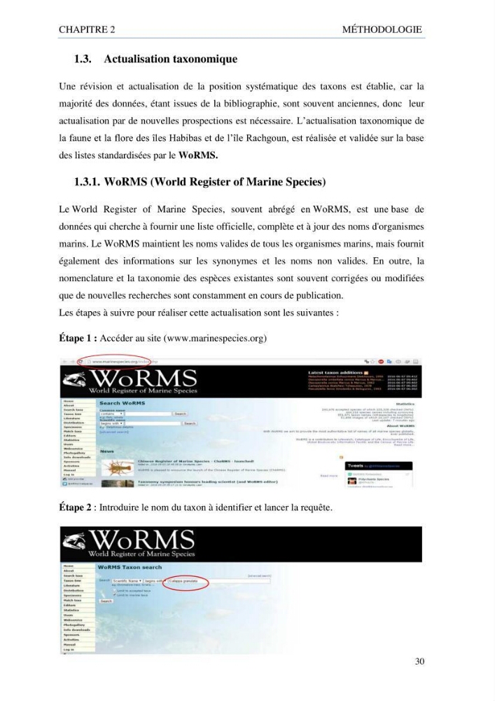 inventaire de la faune et de la flore marine d\'intérêt écologique des sites remarquables de la côte Ouest Algérienne