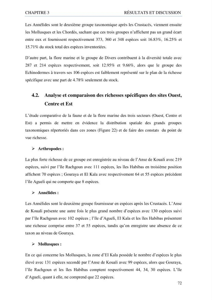 inventaire de la faune et de la flore marine d\'intérêt écologique des sites remarquables de la côte Ouest Algérienne