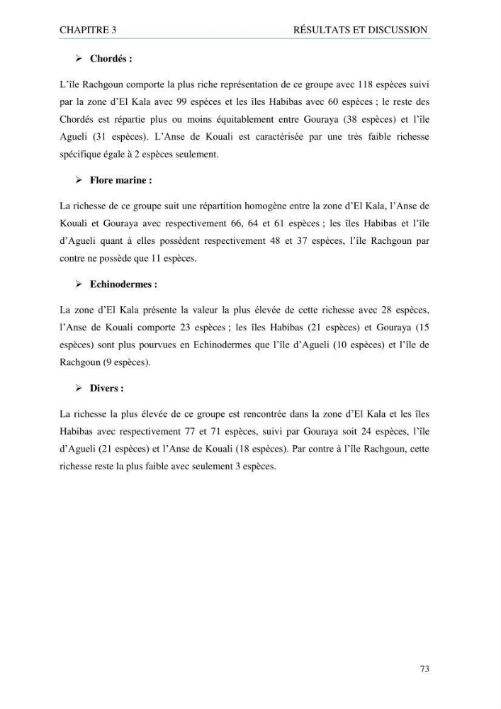 inventaire de la faune et de la flore marine d\'intérêt écologique des sites remarquables de la côte Ouest Algérienne