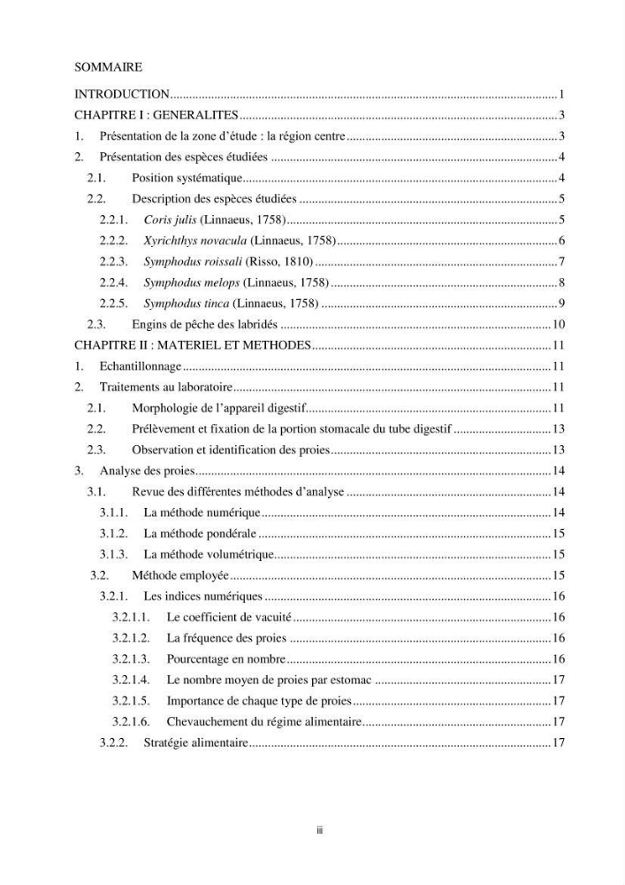 Contribution à l’étude comparative des stratégies alimentaires de cinq espèces de Labridae (Téléostéens, Perciformes) du bassin algérien.: