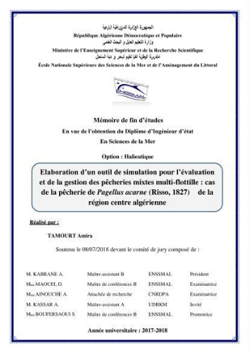 Elaboration d’un outil de simulation pour l’évaluation et de la gestion des pêcheries mixtes multi-flottille Elaboration d’un outil de simulation pour l’évaluation et de la gestion des pêcheries mixtes multi-flottille