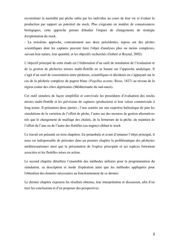 Elaboration d’un outil de simulation pour l’évaluation et de la gestion des pêcheries mixtes multi-flottille