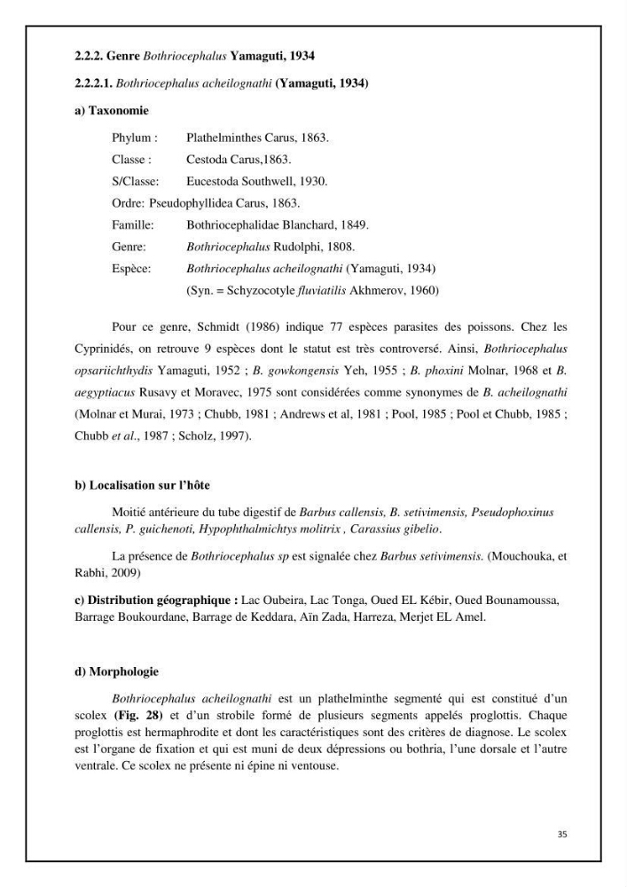Inventaire de la parasitofaune des poissons dulcicoles d\'Algérie: