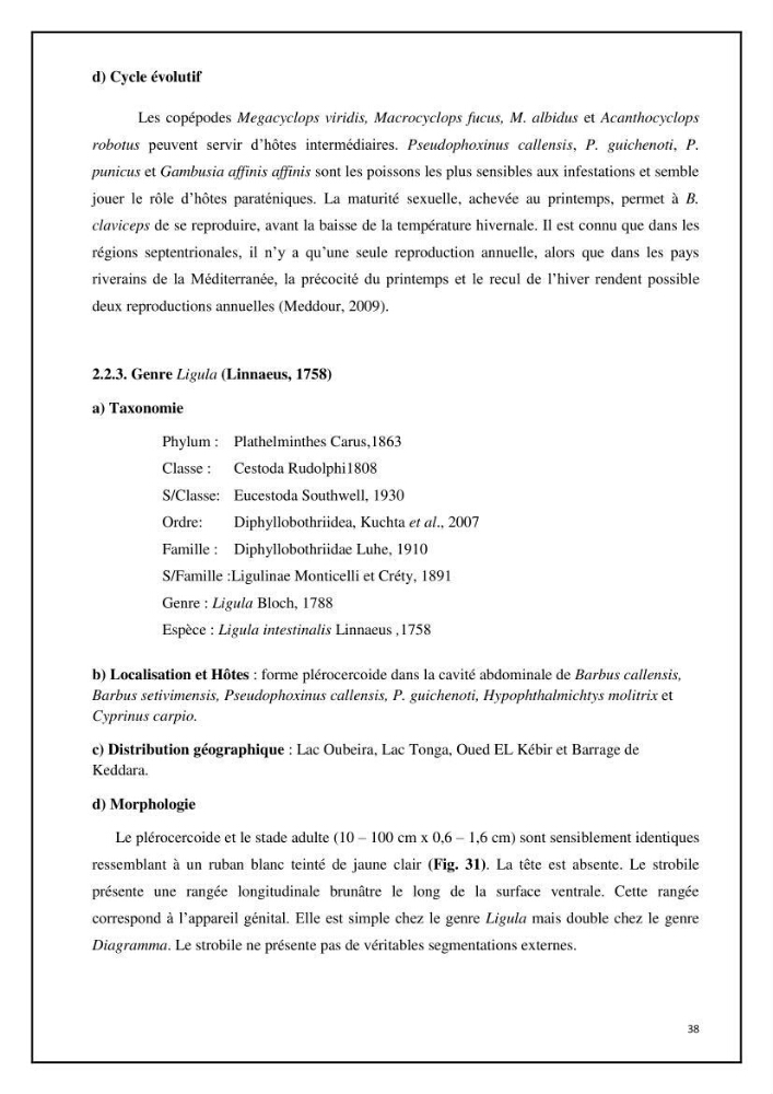Inventaire de la parasitofaune des poissons dulcicoles d\'Algérie: