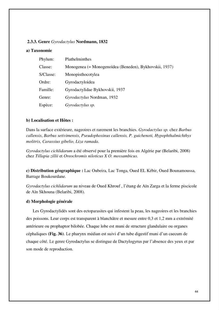 Inventaire de la parasitofaune des poissons dulcicoles d\'Algérie: