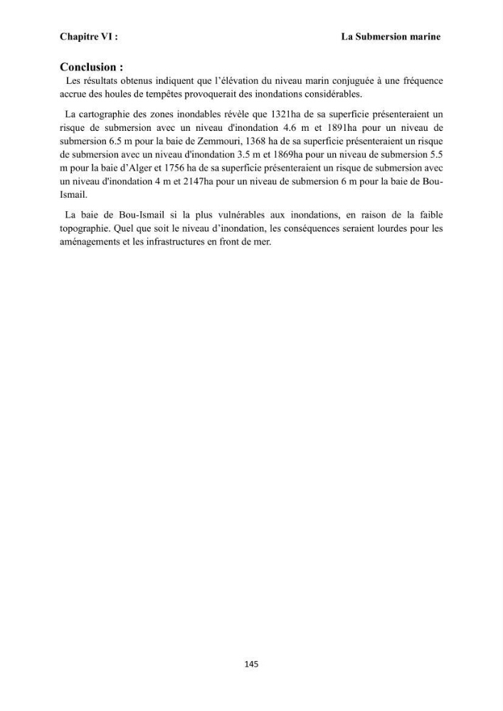 Modélisation et cartographie de la vulnérabilité du littoral centre algérien face aux risques d\'inondation et de submersion marine