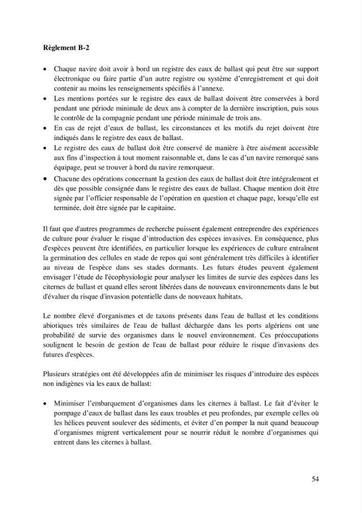 Inventaire des espèces introduites par les eaux de ballast et les coques des navires dans le port de Bejaia et un essai de compréhension de l’origine des espèces classées introduites au niveau de l’île Plane (Oran):