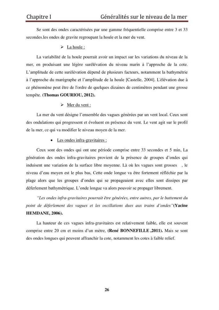 Traitement informatique d\'un signal du niveau de la mer