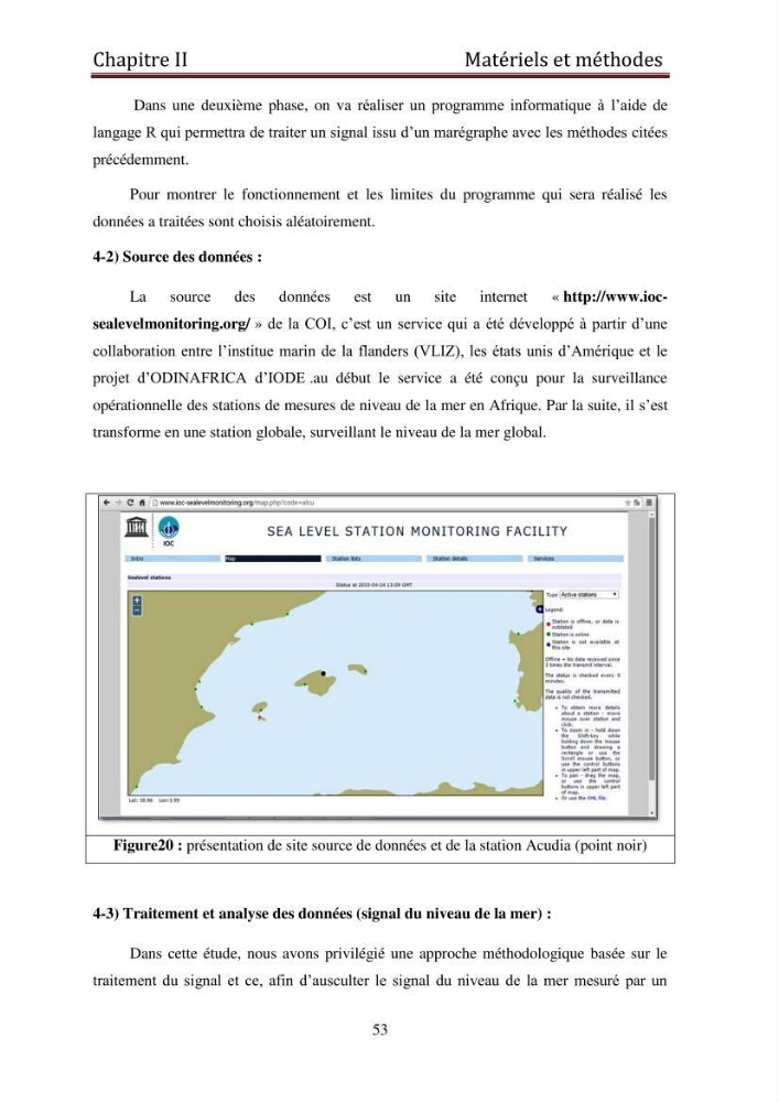 Traitement informatique d\'un signal du niveau de la mer