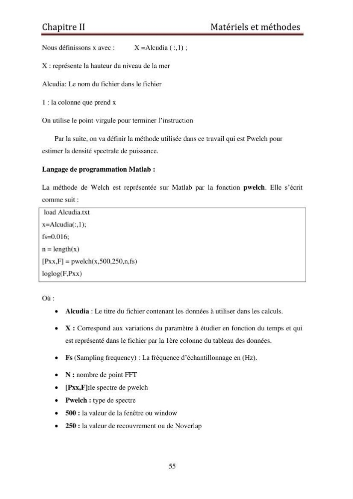 Traitement informatique d\'un signal du niveau de la mer