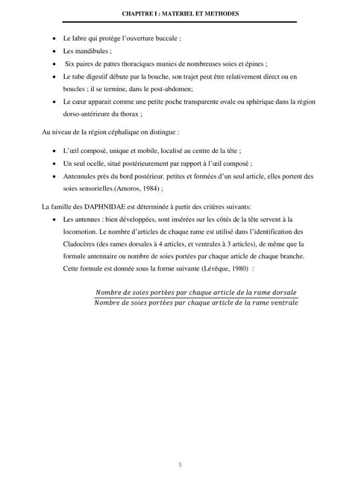 Mise en évidence des performances d\'un elevage d\'une souche de Daphnies: Daphnia magna