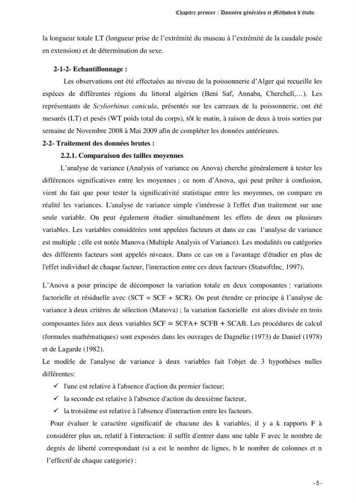 Contribution à l\'étude de la croissance et de l\'exploitation d\'un poisson clasmobranche (scyliorhinus canicula linnaeus, 1758) du bassin Algérien