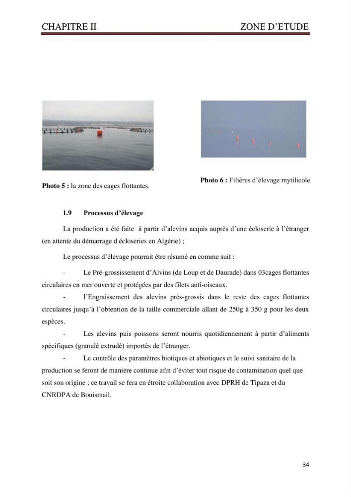 Caractérisation environnementale de la ferme d\'élevage de Daurade Sarl EAM