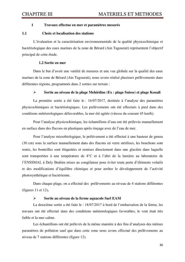 Caractérisation environnementale de la ferme d\'élevage de Daurade Sarl EAM