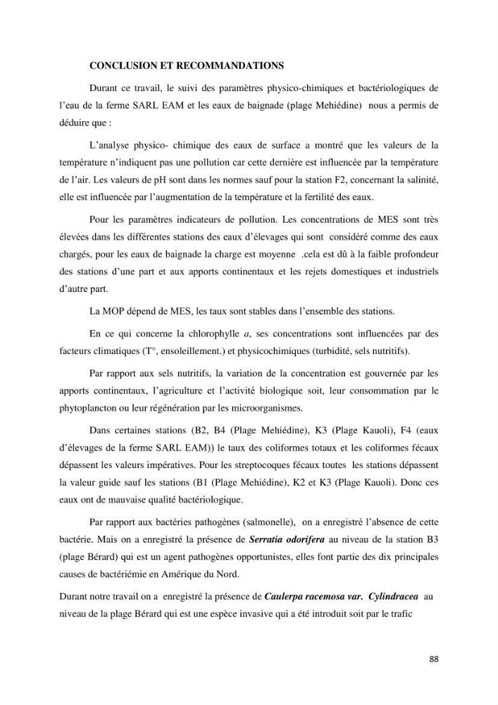 Caractérisation environnementale de la ferme d\'élevage de Daurade Sarl EAM