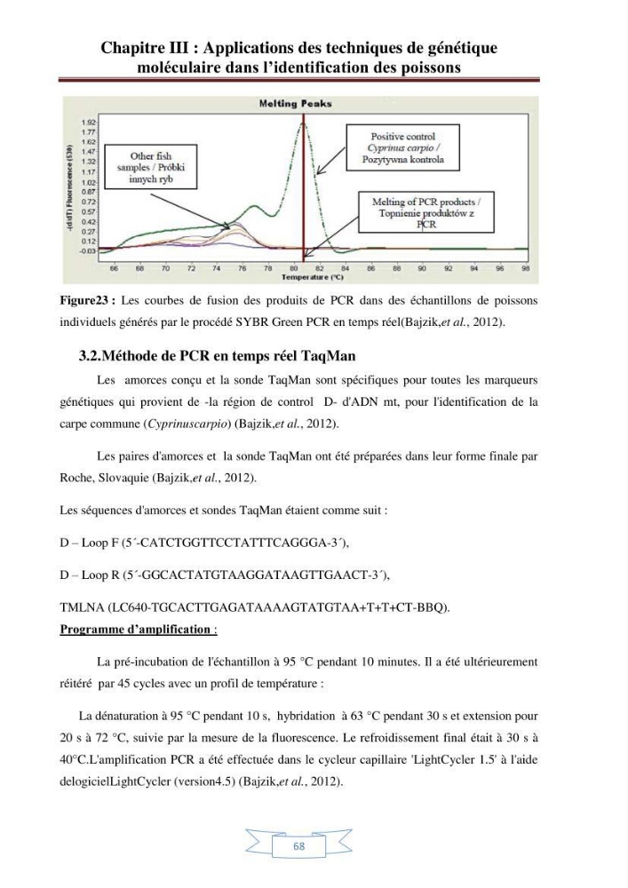 Recherche bibliographique sur les techniques de génétique moléculaire et leurs applications dans l\'identification des especes de poissons