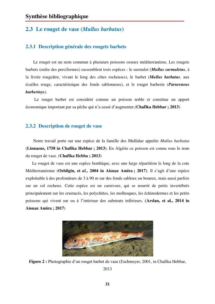 Evaluation de taux des hydrocarbures aromatiques polycycliques dans le foie et la chair du rouget de vase (Mullus barbatus) dans la baie de Bousmail