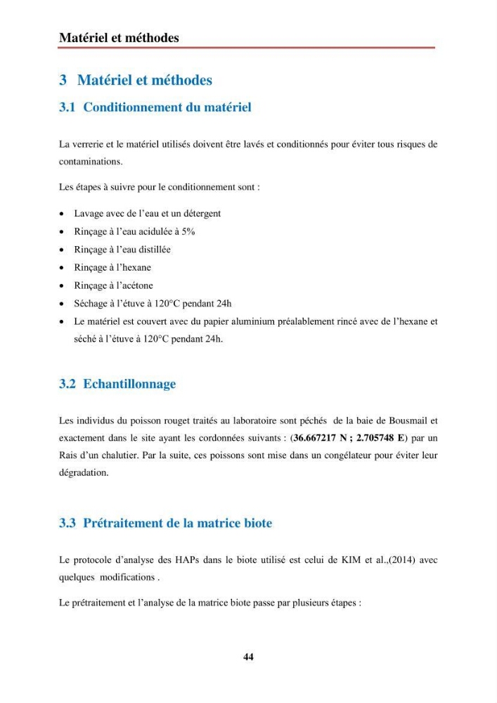Evaluation de taux des hydrocarbures aromatiques polycycliques dans le foie et la chair du rouget de vase (Mullus barbatus) dans la baie de Bousmail