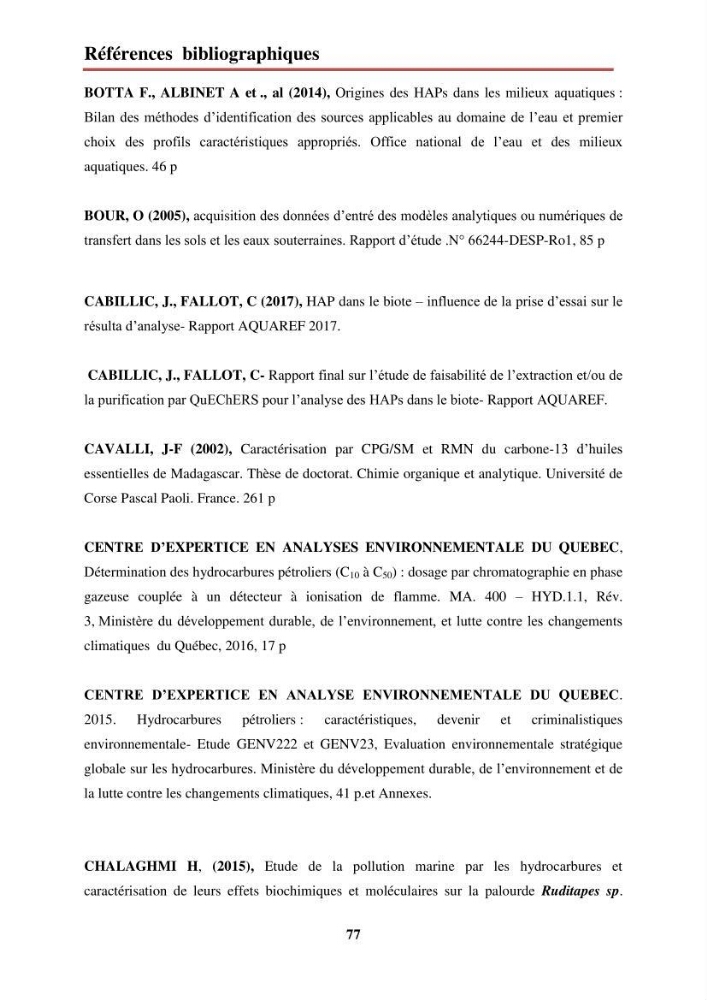 Evaluation de taux des hydrocarbures aromatiques polycycliques dans le foie et la chair du rouget de vase (Mullus barbatus) dans la baie de Bousmail