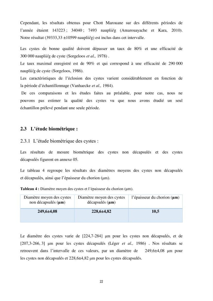 Mise en évidence des performances d\'élevage de différentes souches d\'Artémiz salina existantes en Algerie