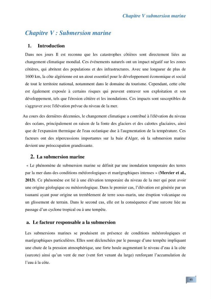 L’impact de la submersion marine sur les différents ouvrages de protection et les littoraux