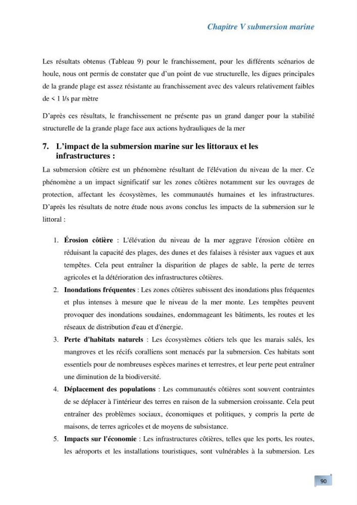 L’impact de la submersion marine sur les différents ouvrages de protection et les littoraux