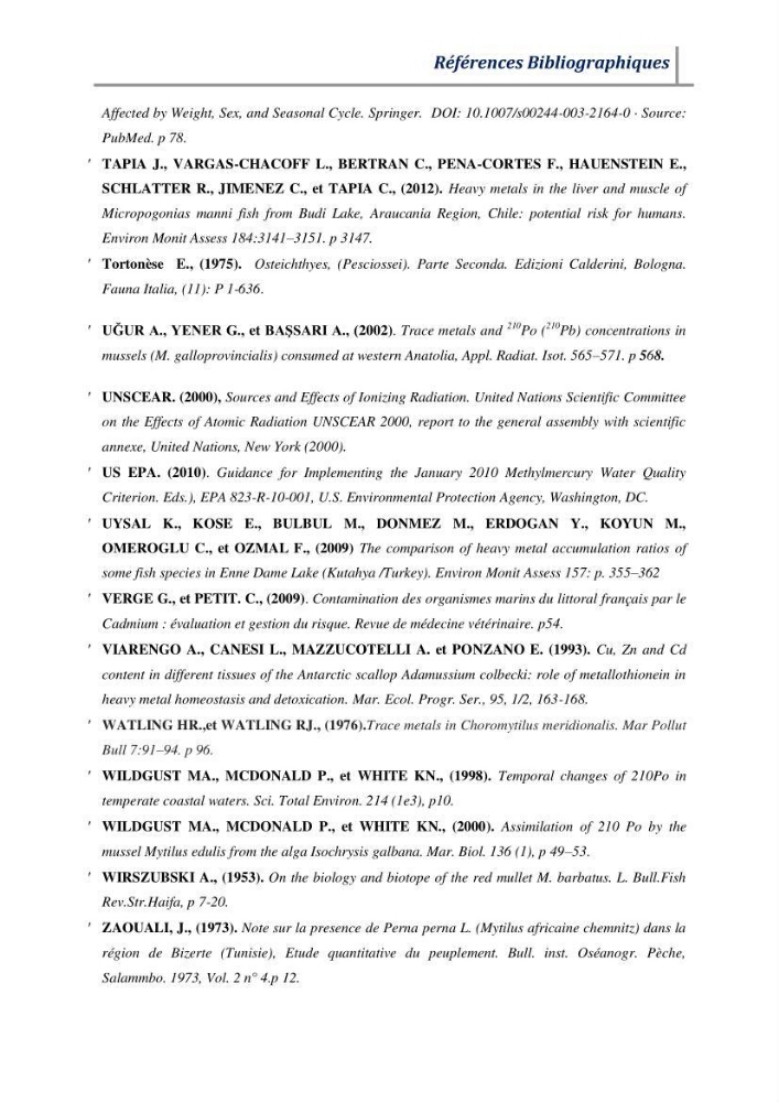 Contribution à l’évaluation des risques environnementaux radioactifs et métalliques sur la biodiversité de quelques organismes marins: