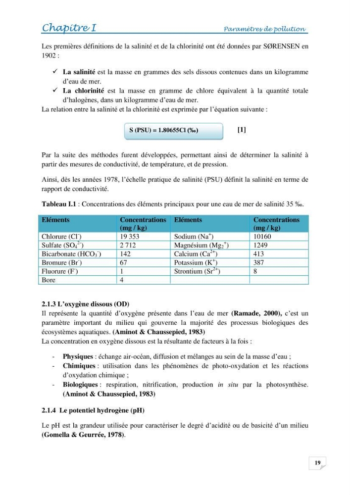 Effets des rejets de la saumure de la station de dessalement de Fouka sur la qualité des eaux:
