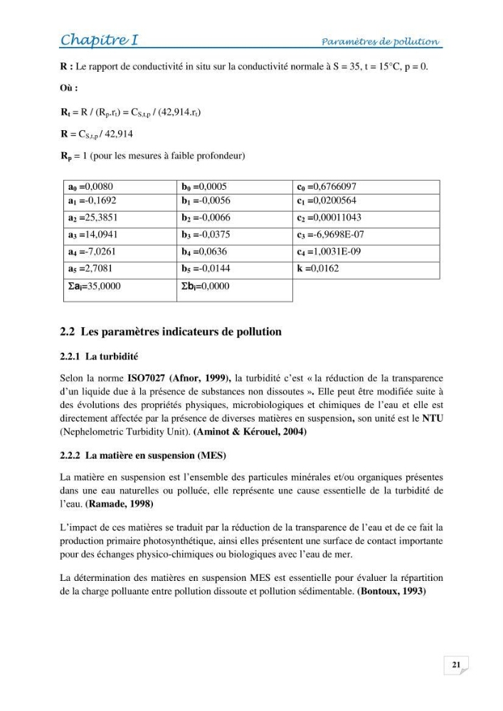 Effets des rejets de la saumure de la station de dessalement de Fouka sur la qualité des eaux: