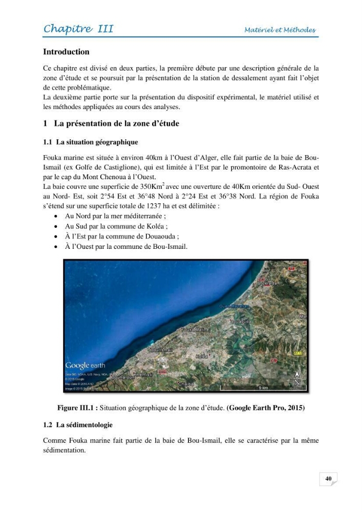 Effets des rejets de la saumure de la station de dessalement de Fouka sur la qualité des eaux: