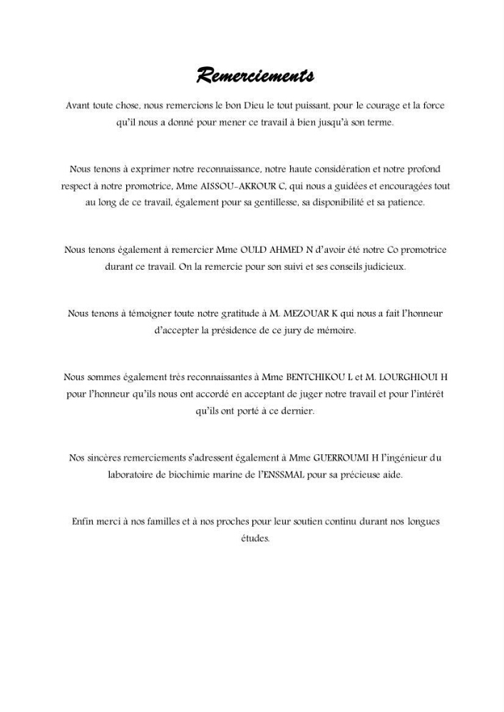 Contribution à l’élaboration d’un complément alimentaire algale destiné à l’amélioration de la pigmentation des poissons d’élevage