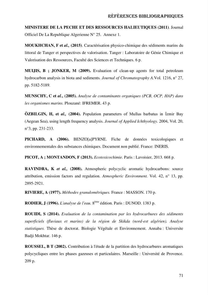 Evaluation de la vulnérabilité bio-morphosédimentaire de la baie de Bou-Ismail face à une pollution potentielle par les hydrocarbures