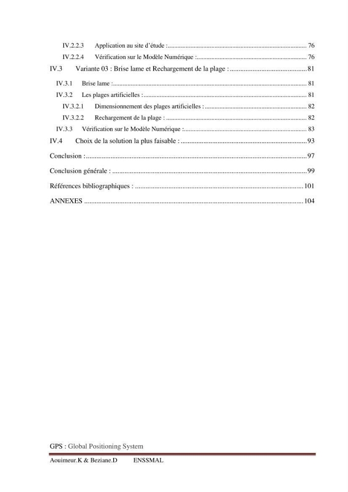 Etude de faisabilité de la protection des rivages du site d\'Ain Tagourait.w.de Tipaza